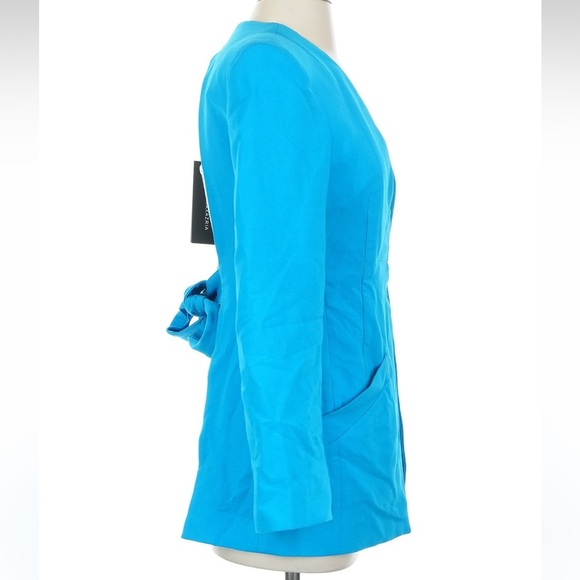 BCBGMAXAZRIA Vibrant Aqua Blue Open Back Women's Blazer Jacket Size 0 XS XXS NWT - Picture 5 of 8